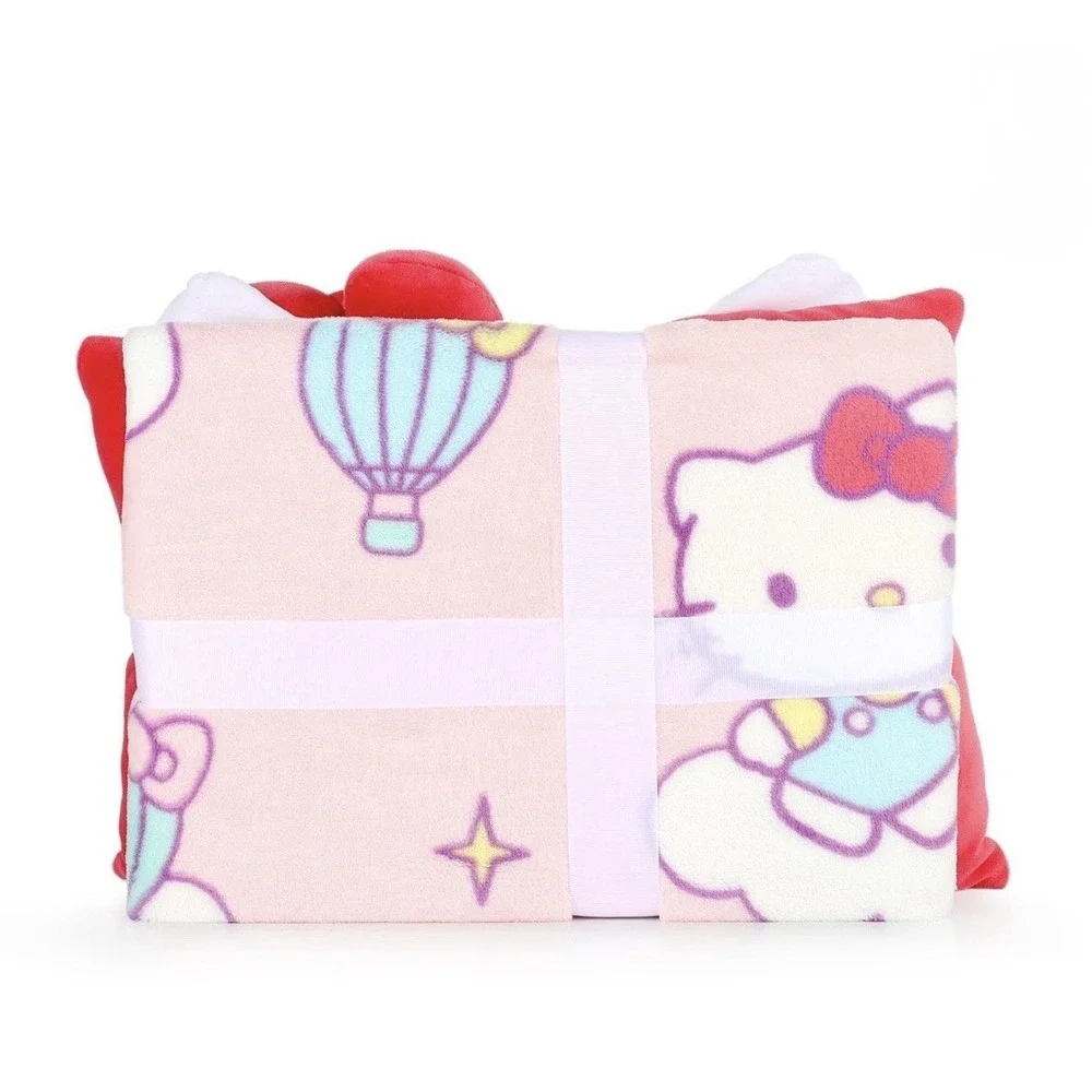 Hello Kitty 2 Piece Character Pillow 10x16 And Throw Set 40x50 New and Cuddly